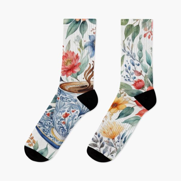 Item preview, coffee flowers watercolor pattern designed and sold by shokA Design.