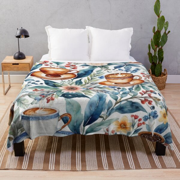 Item preview, coffee flowers watercolor pattern designed and sold by shokA Design.
