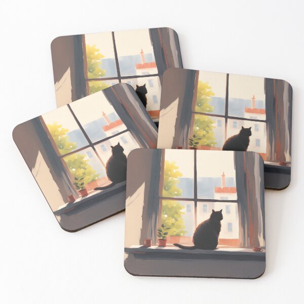 Item preview, black cat flowers and butterflies designed and sold by Catophile.