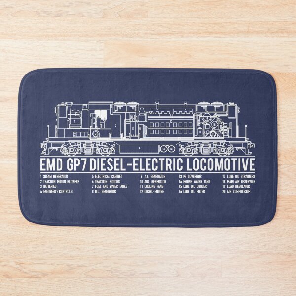 Item preview, EMD GP7 American Diesel-electric Locomotive Blueprint Infographic Diagram designed and sold by Maljonic.