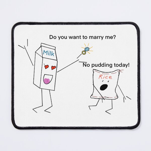 Item preview, The Crazy Milk (Design 3): Proposal Gone Awry - Crazy Milk's Quirky Offer to Rice (Milk Chasing Rice to Make a Rice Pudding) designed and sold by SmartDesignByBB.