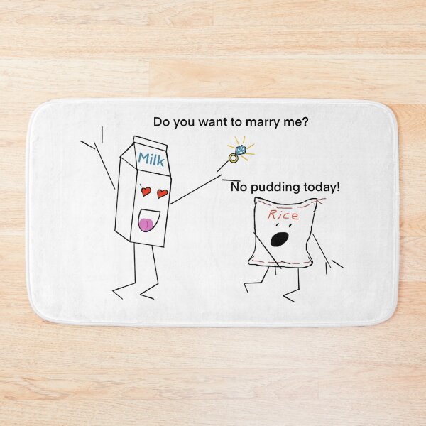 Item preview, The Crazy Milk (Design 3): Proposal Gone Awry - Crazy Milk's Quirky Offer to Rice (Milk Chasing Rice to Make a Rice Pudding) designed and sold by SmartDesignByBB.