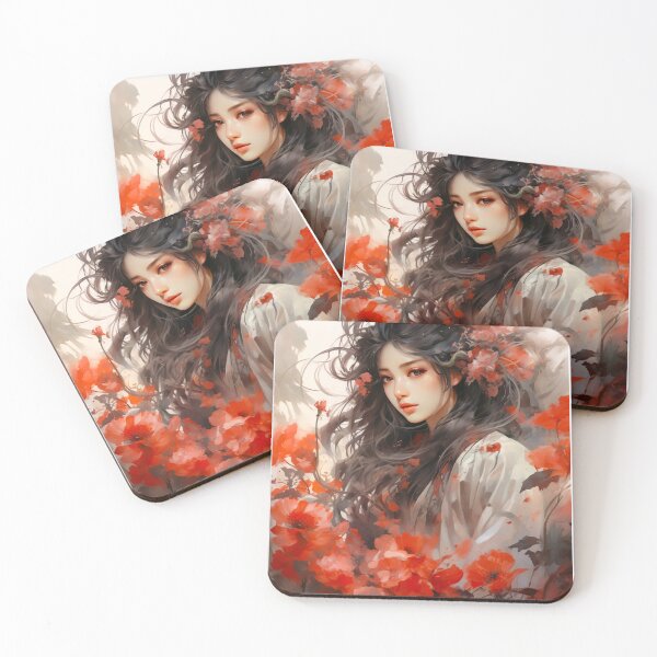 Item preview, Beautiful Girl with Flowers designed and sold by PaperieJennifer.