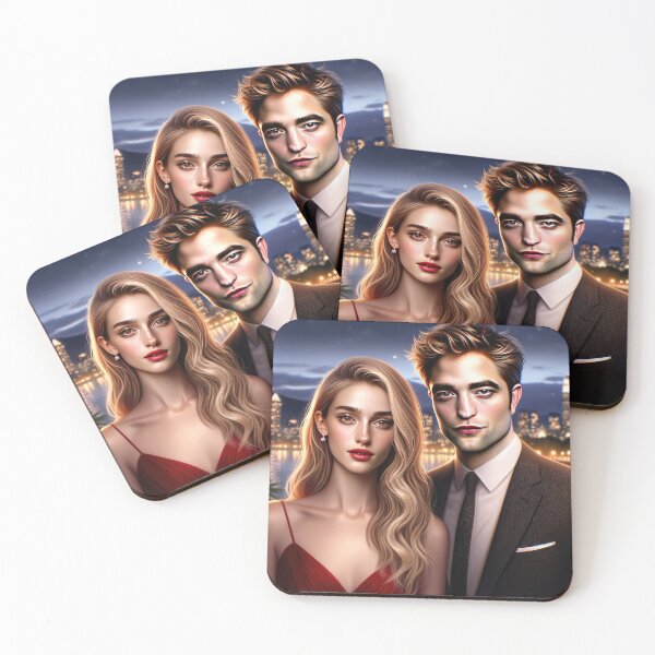 Item preview, Design features a couple looking similar to Suki Waterhouse and Robert Pattinson designed and sold by ArtInPrint.