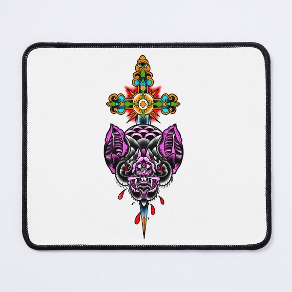 Item preview, Full color bat head with cross dagger flash. designed and sold by ReaperRoseCo.