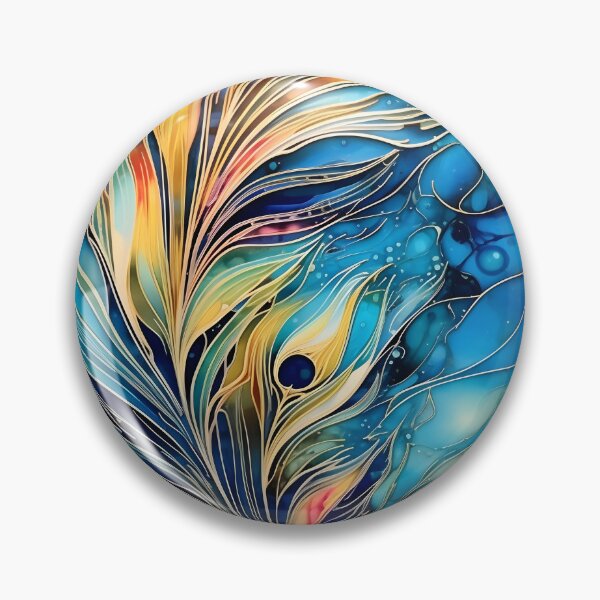 Item preview, alcohol ink feather glass art print designed and sold by dcrc.