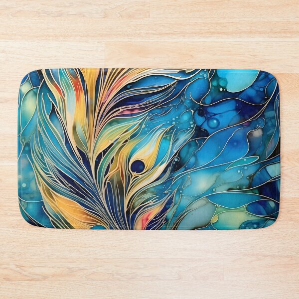 Item preview, alcohol ink feather glass art print designed and sold by dcrc.