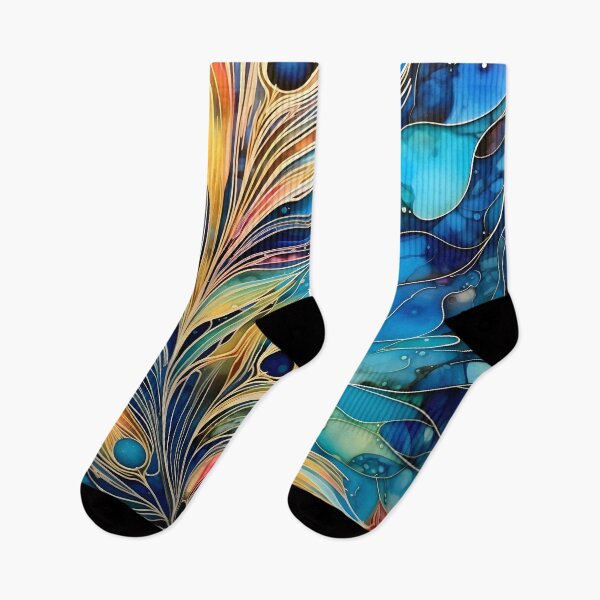 Item preview, alcohol ink feather glass art print designed and sold by dcrc.
