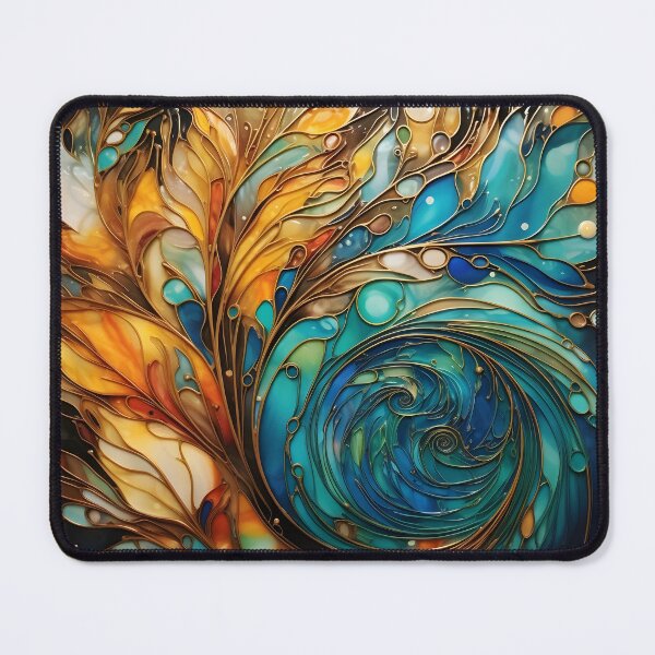 Item preview, alcohol ink feather glass art print designed and sold by dcrc.
