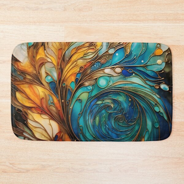 Item preview, alcohol ink feather glass art print designed and sold by dcrc.