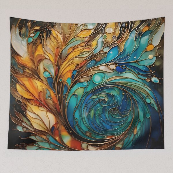 Item preview, alcohol ink feather glass art print designed and sold by dcrc.
