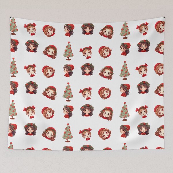 Item preview, Festive Smiles in Red: Christmas Cheer with Green Accents designed and sold by WickedFairySt.
