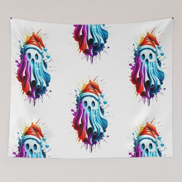 Item preview,  logo picture painting spirit of Christmas lobo picture drawing bubbles colors colorful ghost print, Christmas bedding, Christmas t-shirt, child designed and sold by gulka8.
