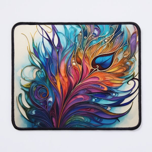 Item preview, alcohol ink feather glass art print designed and sold by dcrc.