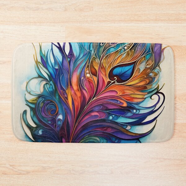 Item preview, alcohol ink feather glass art print designed and sold by dcrc.
