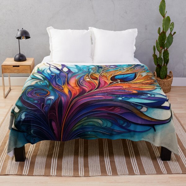 Item preview, alcohol ink feather glass art print designed and sold by dcrc.