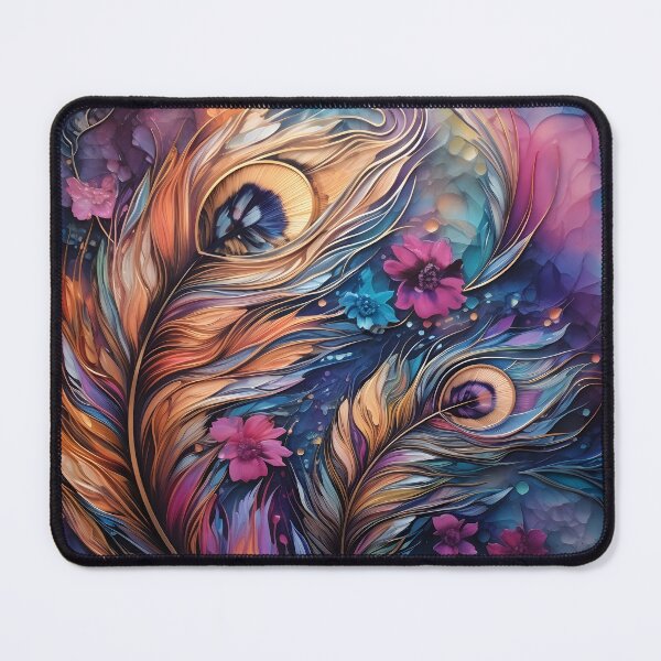 Item preview, alcohol ink feather glass art print designed and sold by dcrc.