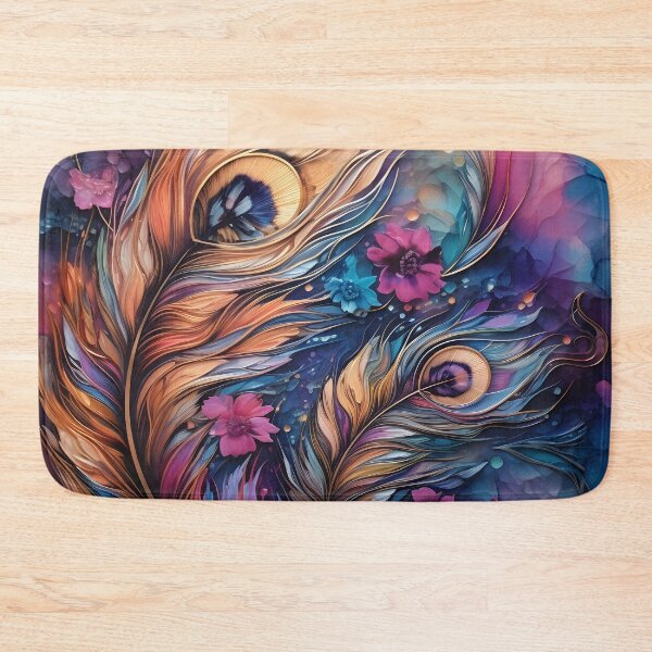 Item preview, alcohol ink feather glass art print designed and sold by dcrc.