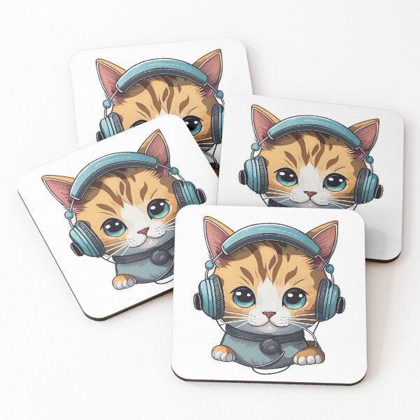 Item preview, Dj Cat with Cute Headphones designed and sold by dariapoczekaj.