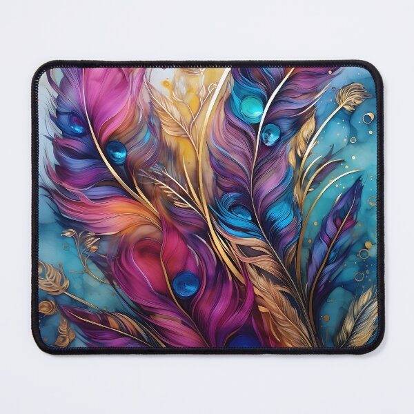 Item preview, alcohol ink feather glass art print designed and sold by dcrc.