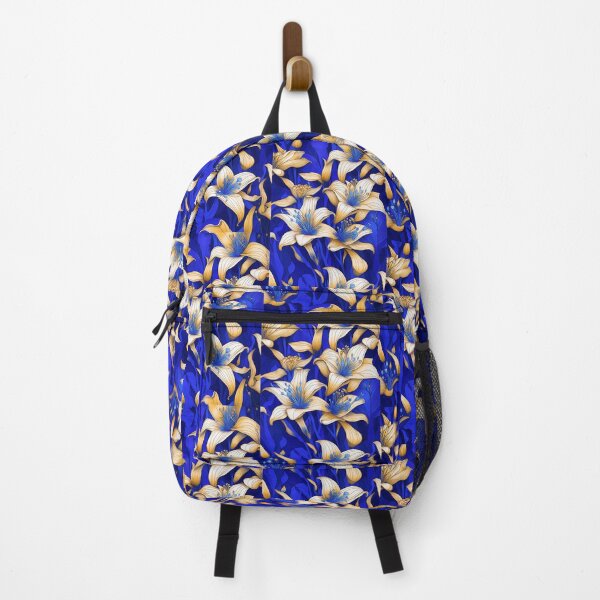 Item preview, bouquet of blooming white lilies with blue stamens on blue background designed and sold by Creativesphotos.