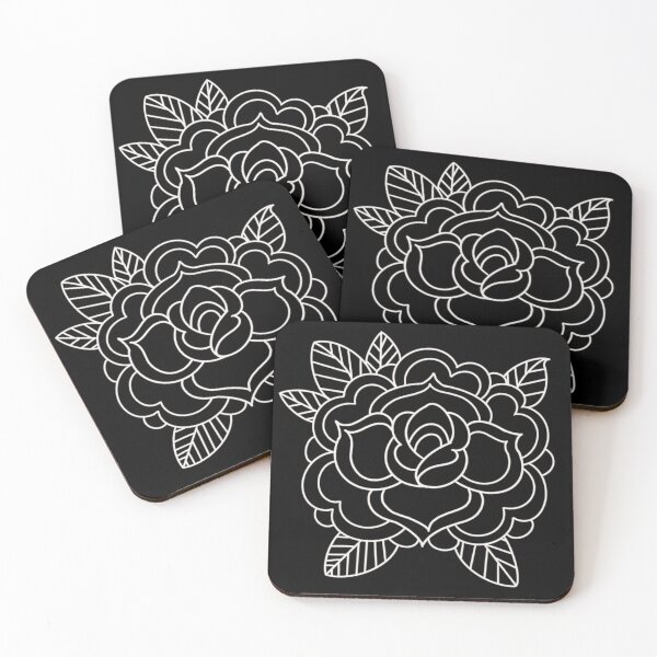 Item preview, American traditional flower flash line work  designed and sold by ReaperRoseCo.