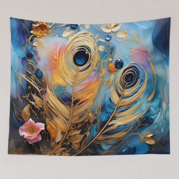 Item preview, Alcohol ink feather glass art print designed and sold by dcrc.