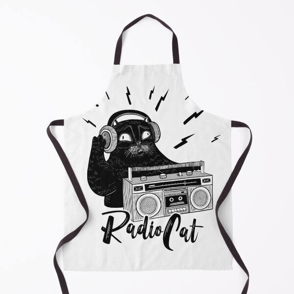 Item preview, CAT DJ cute black cat with headphones, recorder and with the inscription 'Radio Cat designed and sold by anatim33.