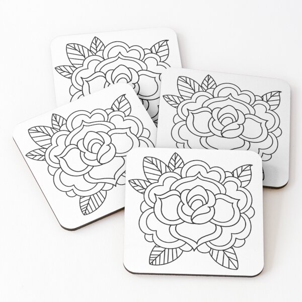 Item preview, American traditional flower flash line work  designed and sold by ReaperRoseCo.