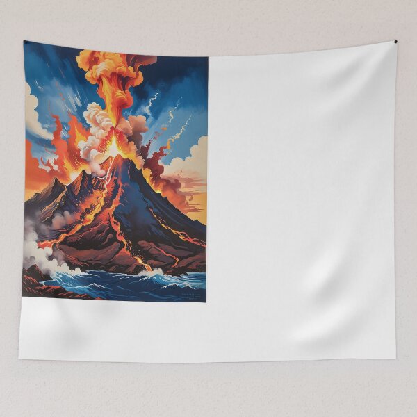 Item preview, Retro Sunset Volcano Eruption Poster designed and sold by PanoramaPrints.