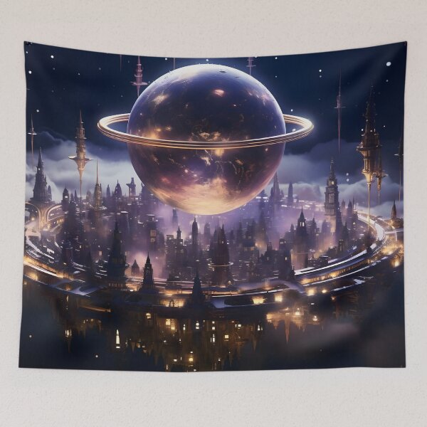 Item preview, Spacecraft in cosmic night designed and sold by AI-Only Creations.
