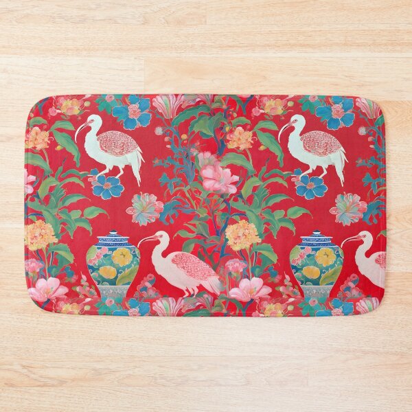 Item preview, Grandmillennial chinoiserie red ibis and Ming ginger jar designed and sold by SophieClimaArt.