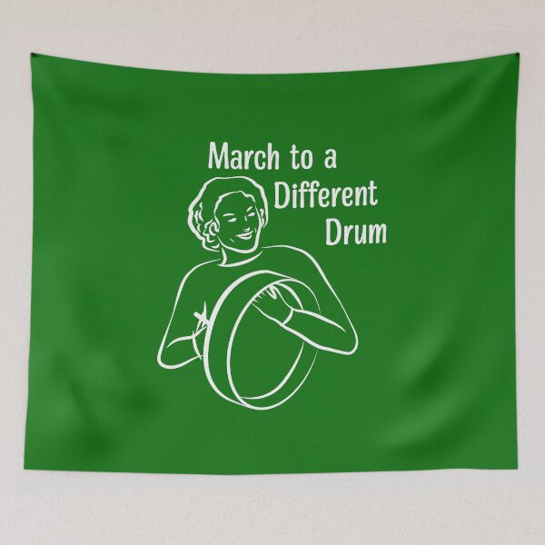 Item preview, March to a Different Drum - Curly Haired Bodhran Player - white designed and sold by TimeLady's Closet.