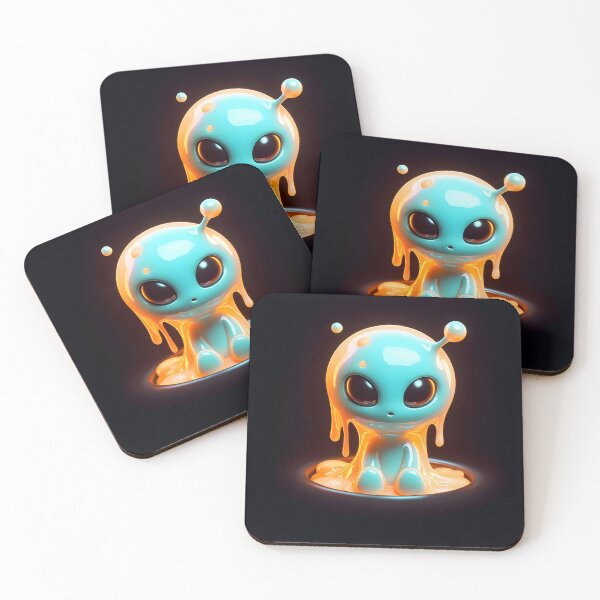 Item preview, Cute Glowing Alien in Blue Slime designed and sold by LameTimes.