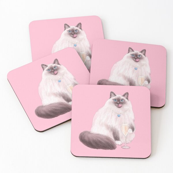 Item preview, Outlined Watercolor Fluffy Himalayan Cat Having A Drink designed and sold by MissSonjaLe.