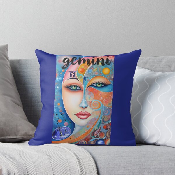 Item preview, stylized woman's face, astrological symbol of Gemini with mention Gemini on the image designed and sold by Creativesphotos.