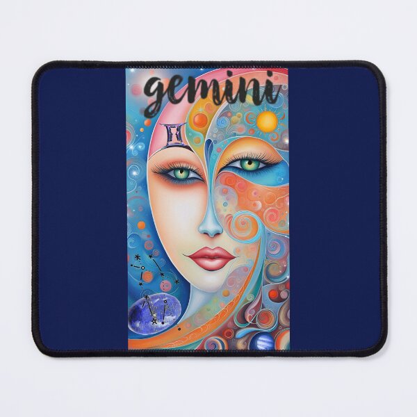 Item preview, stylized woman's face, astrological symbol of Gemini with mention Gemini on the image designed and sold by Creativesphotos.