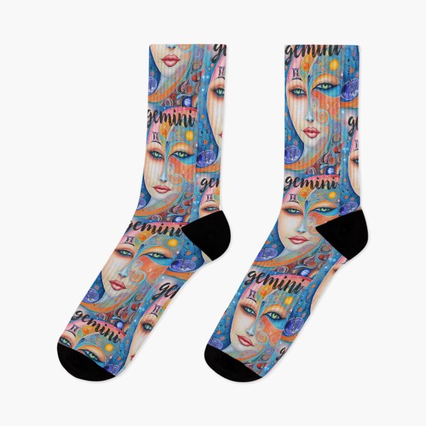 Item preview, stylized woman's face, astrological symbol of Gemini with mention Gemini on the image designed and sold by Creativesphotos.