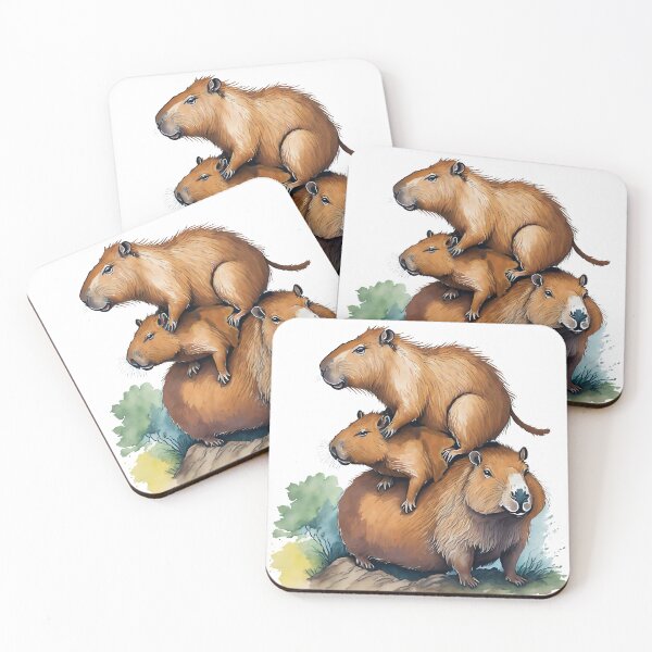 Item preview, CAPYBARAS STACKED IN LINE designed and sold by cubiask.