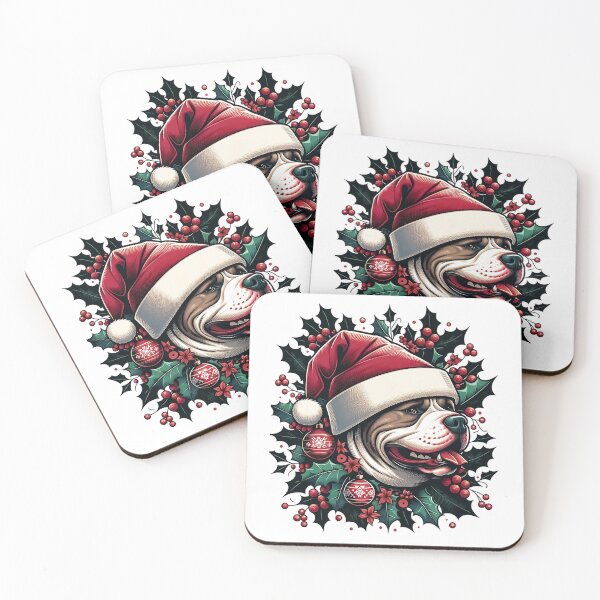 Item preview, American Bully XL Christmas Style in a Santa Claus Hat designed and sold by VoyteksDesigns.