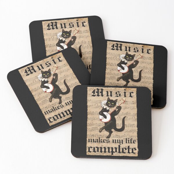 Item preview, Music Makes My Life Complete - for music and cat lovers designed and sold by SeledineArt.