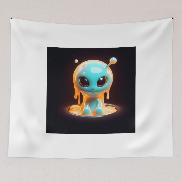 Item preview, Cute Glowing Alien in Blue Slime designed and sold by LameTimes.