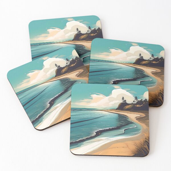 Item preview, Beach shoreline, In curvilinear art style. designed and sold by WildLadyWood.