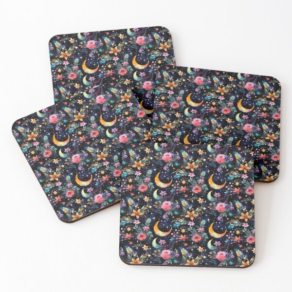 Item preview, Witchy Celestial Night Garden in Alcohol Ink - Seamless Pagan Pattern designed and sold by ThreeHaresMedia.