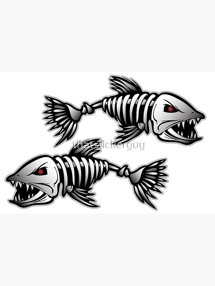 Black Grey Blue Bones Skeletons Bass Fishing Fish Boat Design