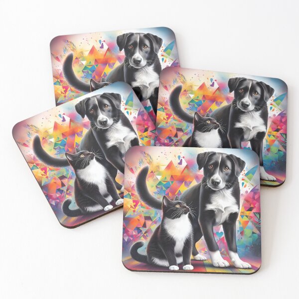 Item preview, Dog and cat in black and white designed and sold by GatoTienda.