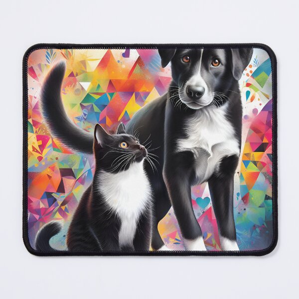 Item preview, Dog and cat in black and white designed and sold by GatoTienda.