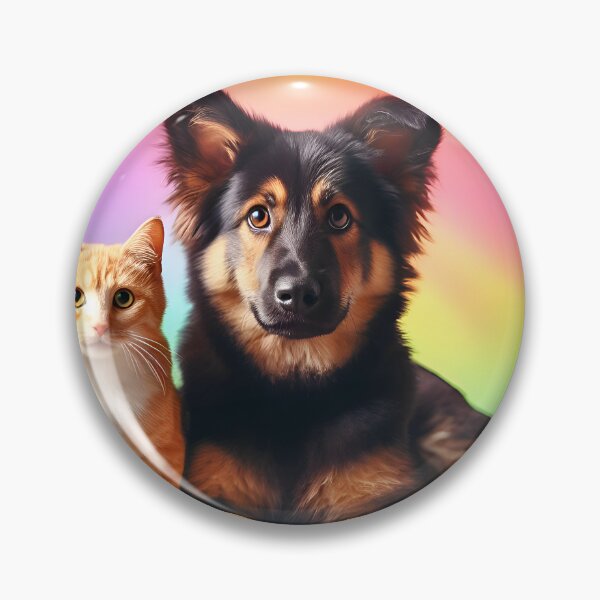 Item preview, Orange cat and shepherd style dog designed and sold by GatoTienda.