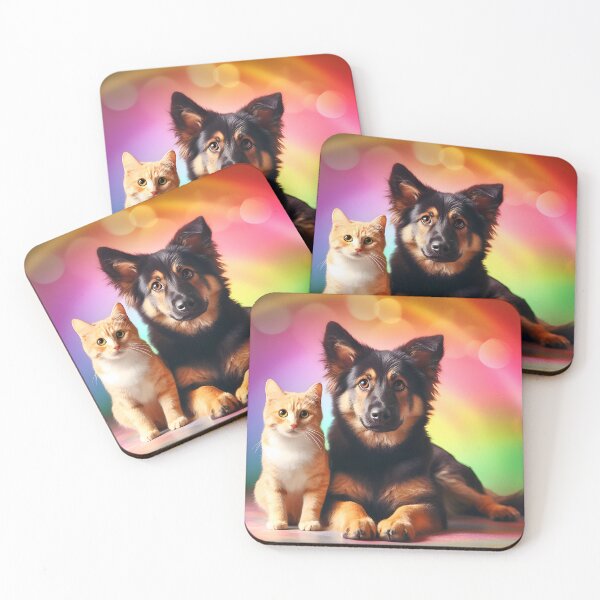 Item preview, Orange cat and shepherd style dog designed and sold by GatoTienda.