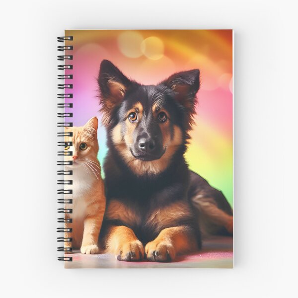 Item preview, Orange cat and shepherd style dog designed and sold by GatoTienda.